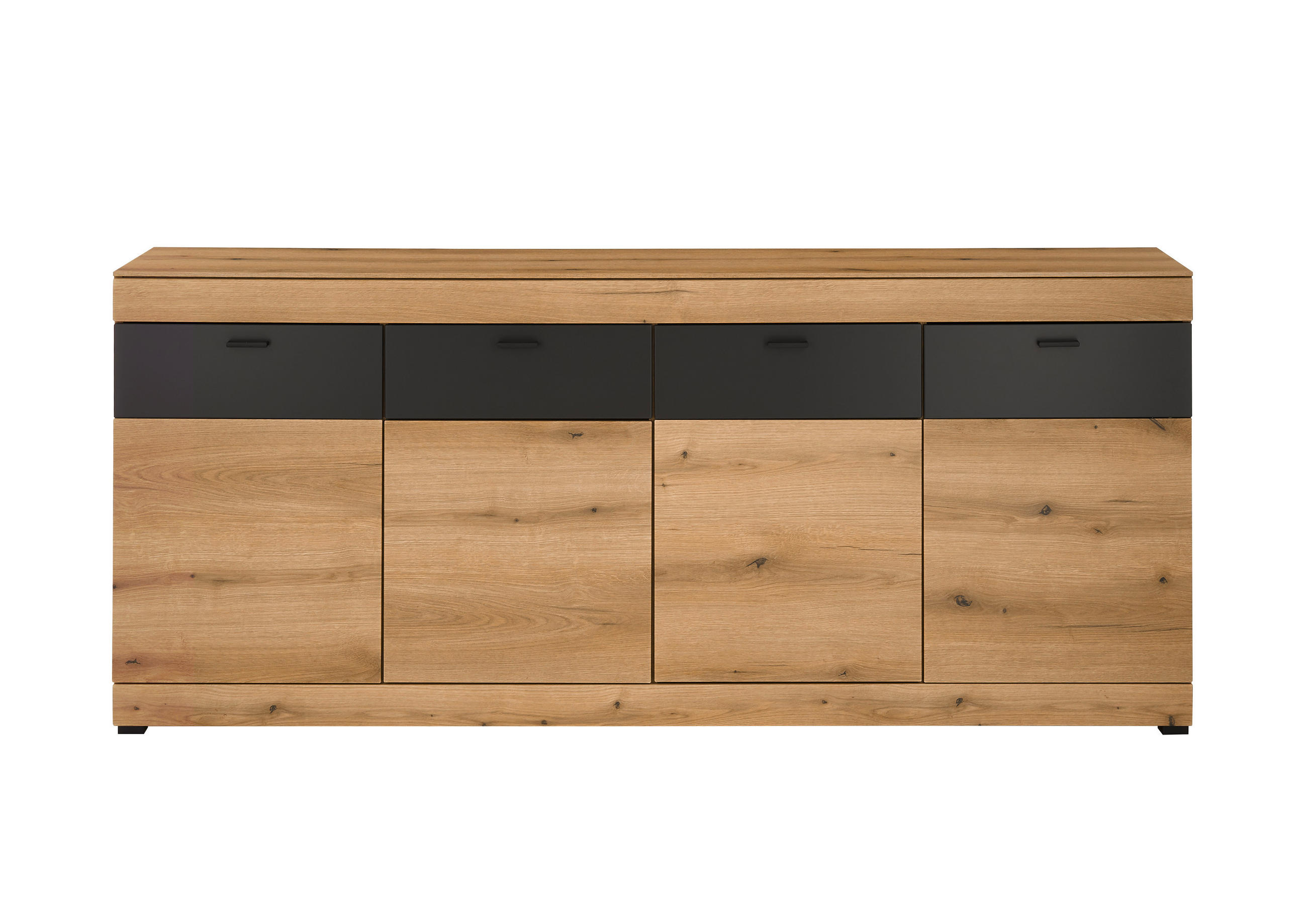 SIDEBOARD  200/87/42 cm 2 Schublade(n)  - Eichefarben/Schwarz, Design, Holzwerkstoff/Metall (200/87/42cm) - MID.YOU
