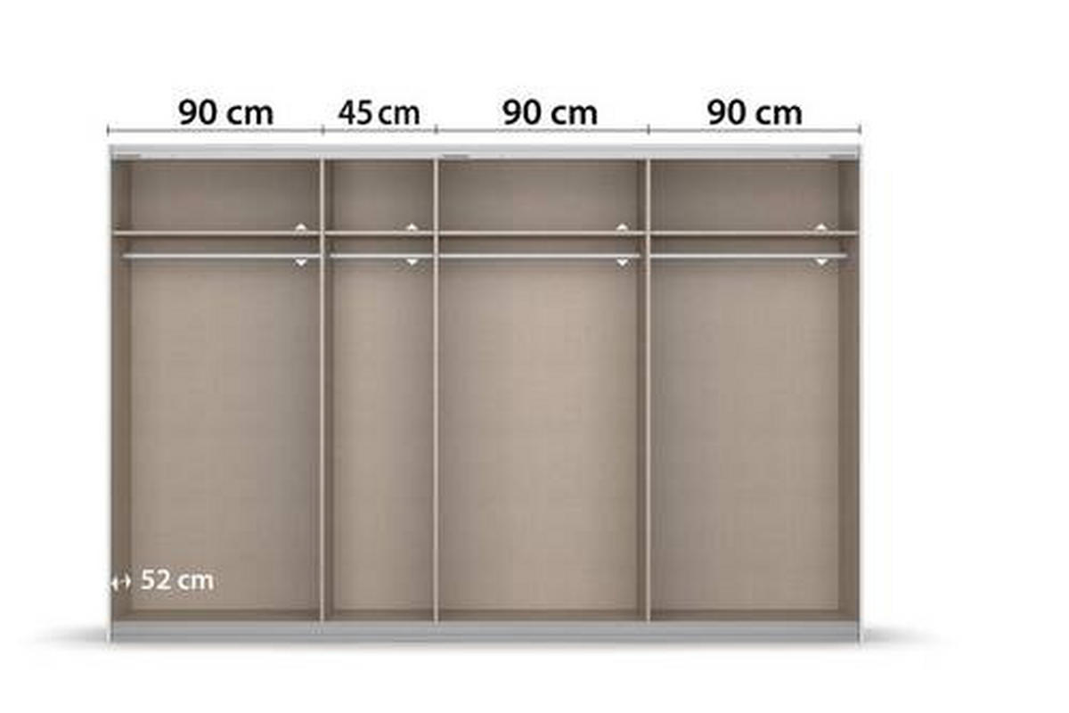SCHWEBETÜRENSCHRANK 316/211/62 cm 4-türig Eichefarben  - Eichefarben, KONVENTIONELL, Holzwerkstoff (316/211/62cm) - Rauch Möbel
