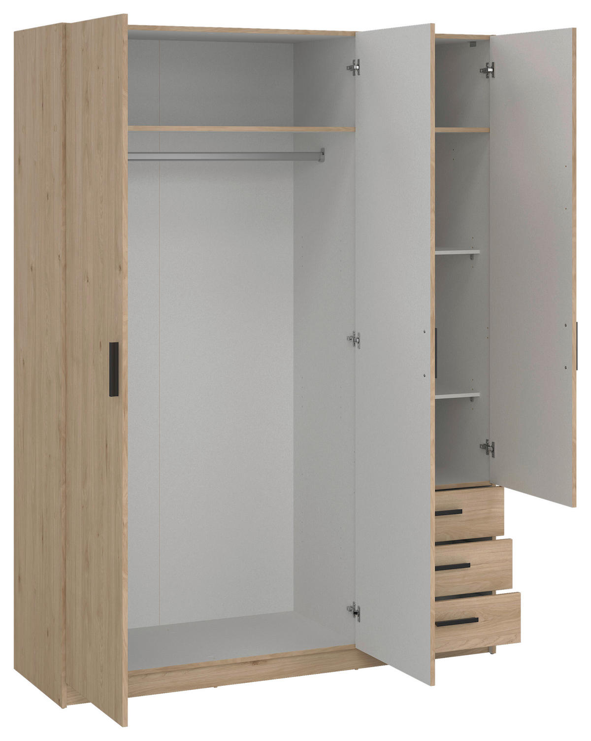 KLEIDERSCHRANK in Eichefarben  - Eichefarben/Schwarz, Basics, Holzwerkstoff/Metall (147/200/49,8cm) - MID.YOU