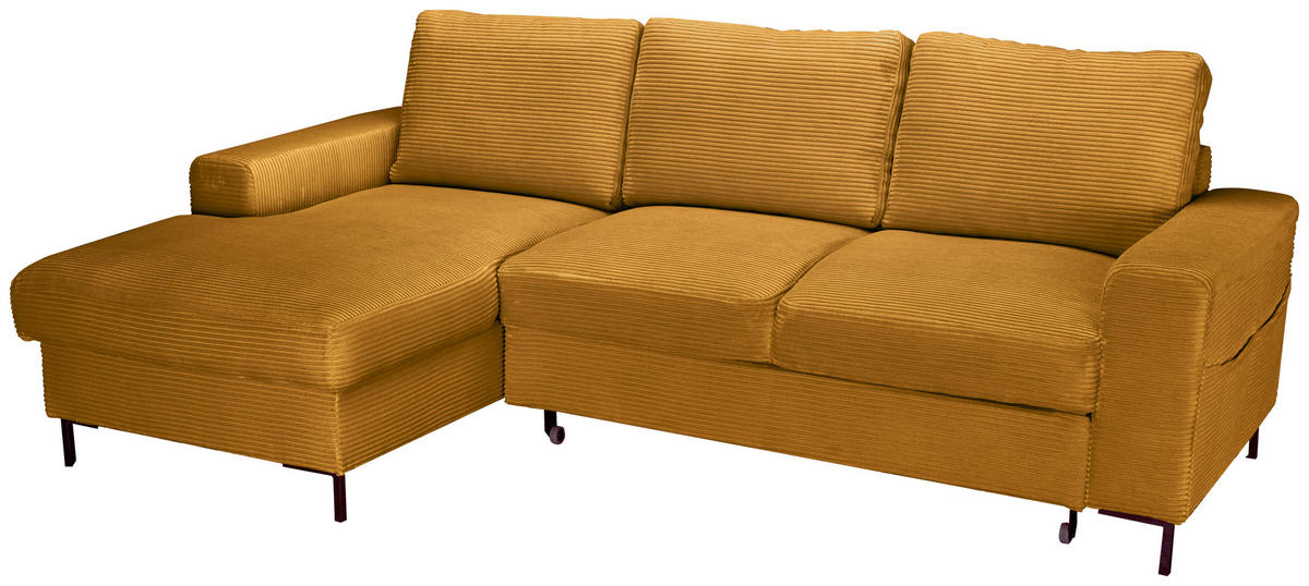 ECKSOFA Currygelb Cord  - Currygelb/Schwarz, KONVENTIONELL, Textil/Metall (150/240cm) - Carryhome