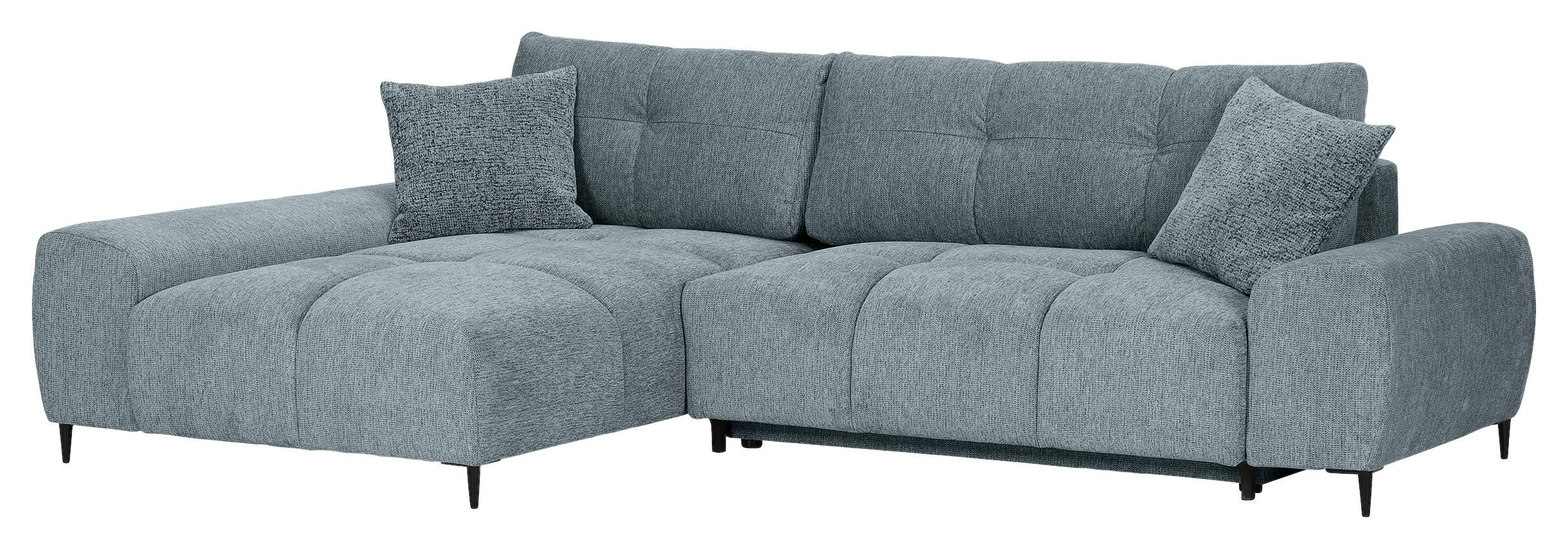 ECKSOFA Dunkelgrau Flachgewebe  - Dunkelgrau/Schwarz, KONVENTIONELL, Textil/Metall (180/295cm) - Carryhome