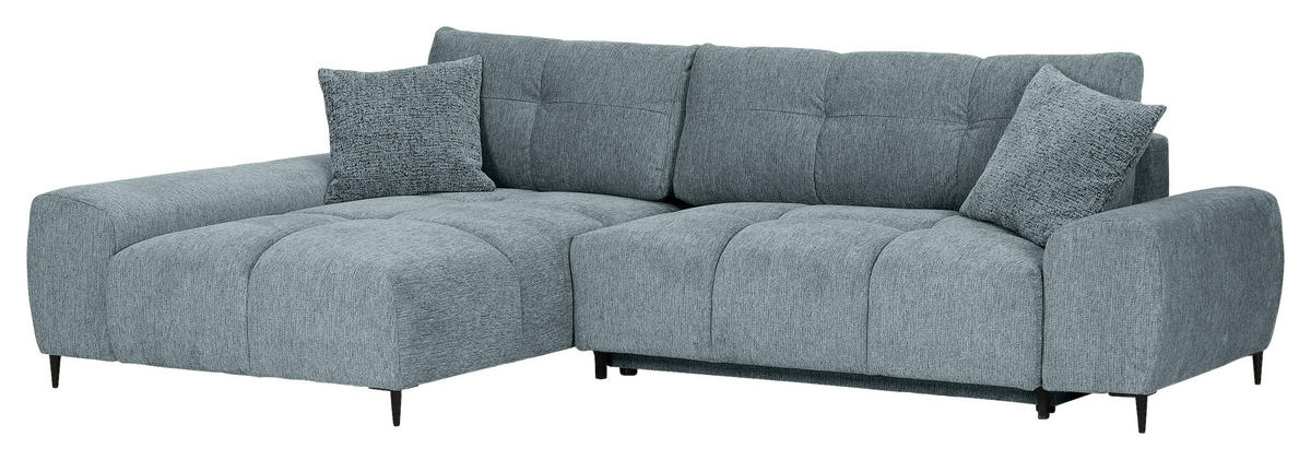 ECKSOFA in Flachgewebe Dunkelgrau  - Dunkelgrau/Schwarz, KONVENTIONELL, Textil/Metall (180/295cm) - Carryhome