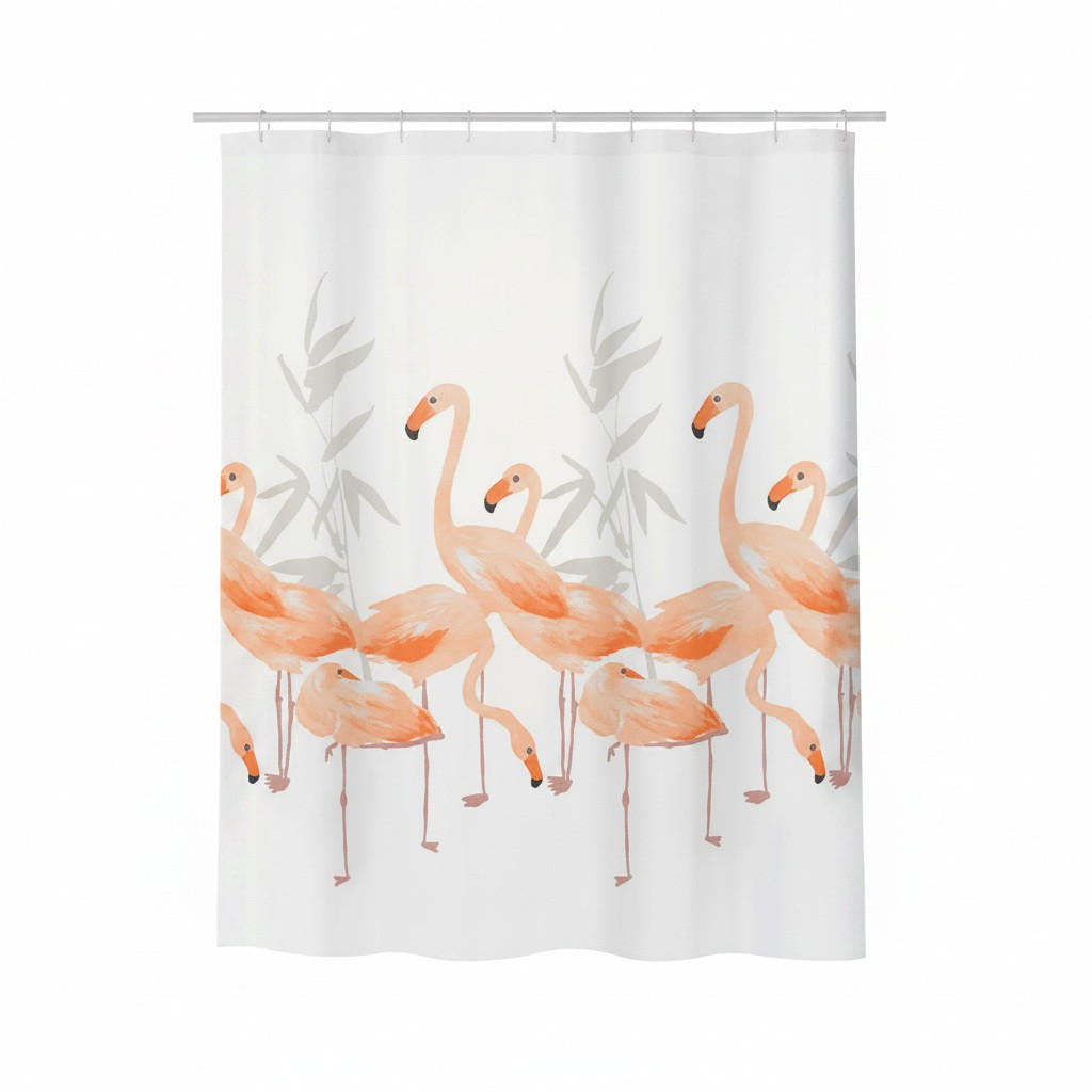 DUSCHVORHANG FLAMINGO 180/180 cm  - Rosa, Basics, Textil (180/180cm) - Spirella