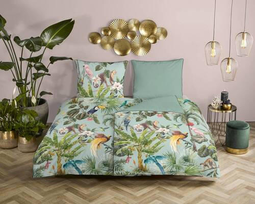 WENDEBETTWÄSCHE Igandi Satin 155/220 cm  - Grün, Natur, Textil (155/220cm)