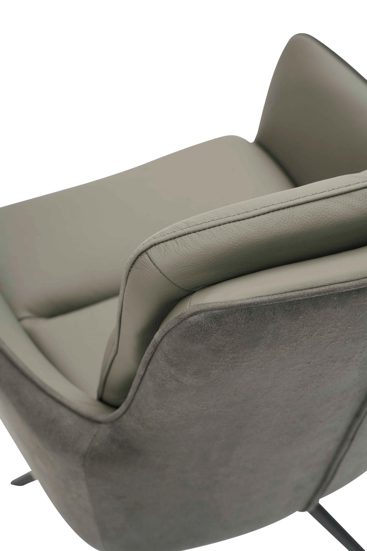ARMLEHNSTUHL  in Eisen Mikrofaser Echtleder pigmentiert  - Anthrazit/Schwarz, Design, Leder/Textil (58/89/67cm) - Xora