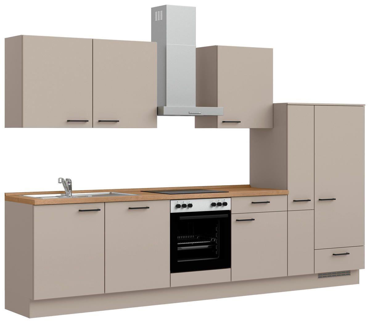 KÜCHENBLOCK Easytouch 330 cm  in Eichefarben, Sandfarben  - Sandfarben/Eichefarben, MODERN, Holzwerkstoff/Metall (330cm) - Nobilia