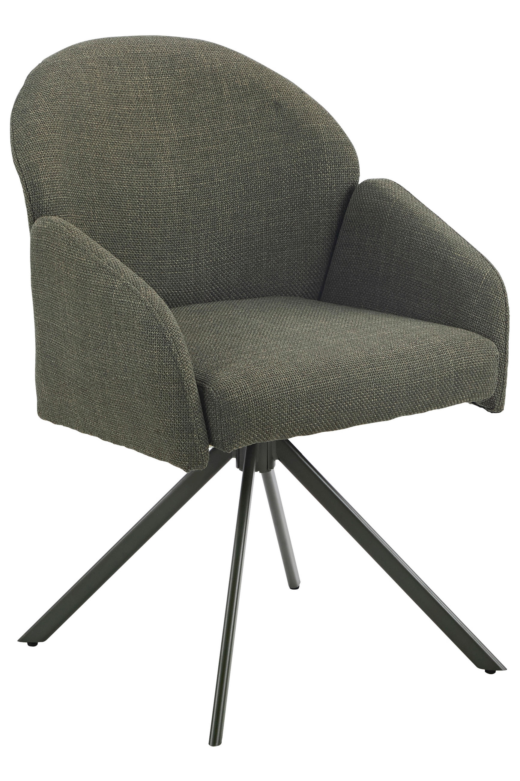 ARMLEHNSTUHL 2 Stück Sitzfläche 360° drehbar, inklusive Armlehnen, gepolsterte Armlehnen Webstoff  Grün  - Grün, MODERN, Textil/Metall (59/84/61cm) - Livetastic