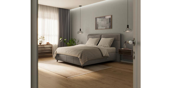 BOXSPRINGBETT 140/200 cm  in Hellbraun  - Hellbraun/Alufarben, KONVENTIONELL, Textil/Metall (140/200cm) - Dieter Knoll