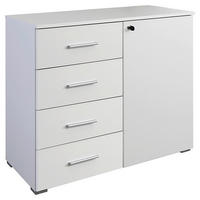KOMMODE 93/81/42 cm Weiss  - Weiss/Alufarben, Basics, Holzwerkstoff/Kunststoff (93/81/42cm) - Xora