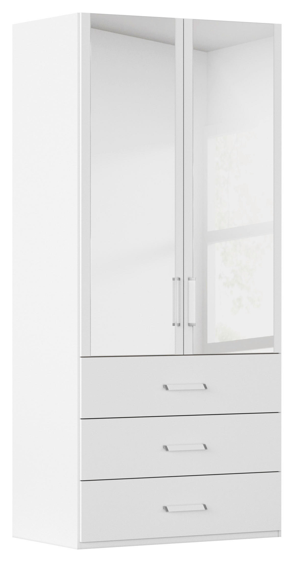 DREHTÜRENSCHRANK 101/223/60 cm 2-türig Weiß  - Weiß, Design, Glas/Holzwerkstoff (101/223/60cm) - Novel