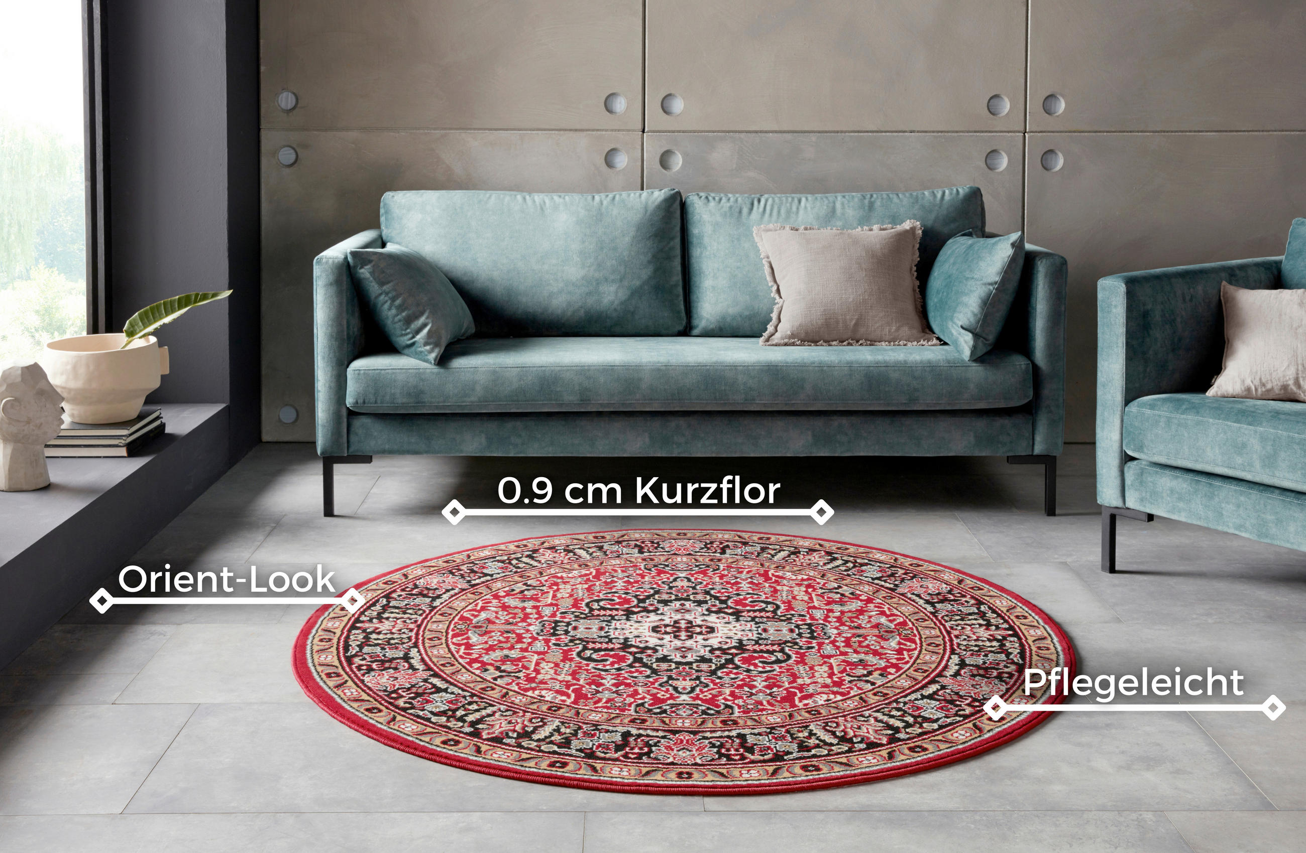 VINTAGE-TEPPICH 160 cm Mirkan Multicolor, Rot  - Rot/Multicolor, Basics, Kunststoff/Textil (160cm)