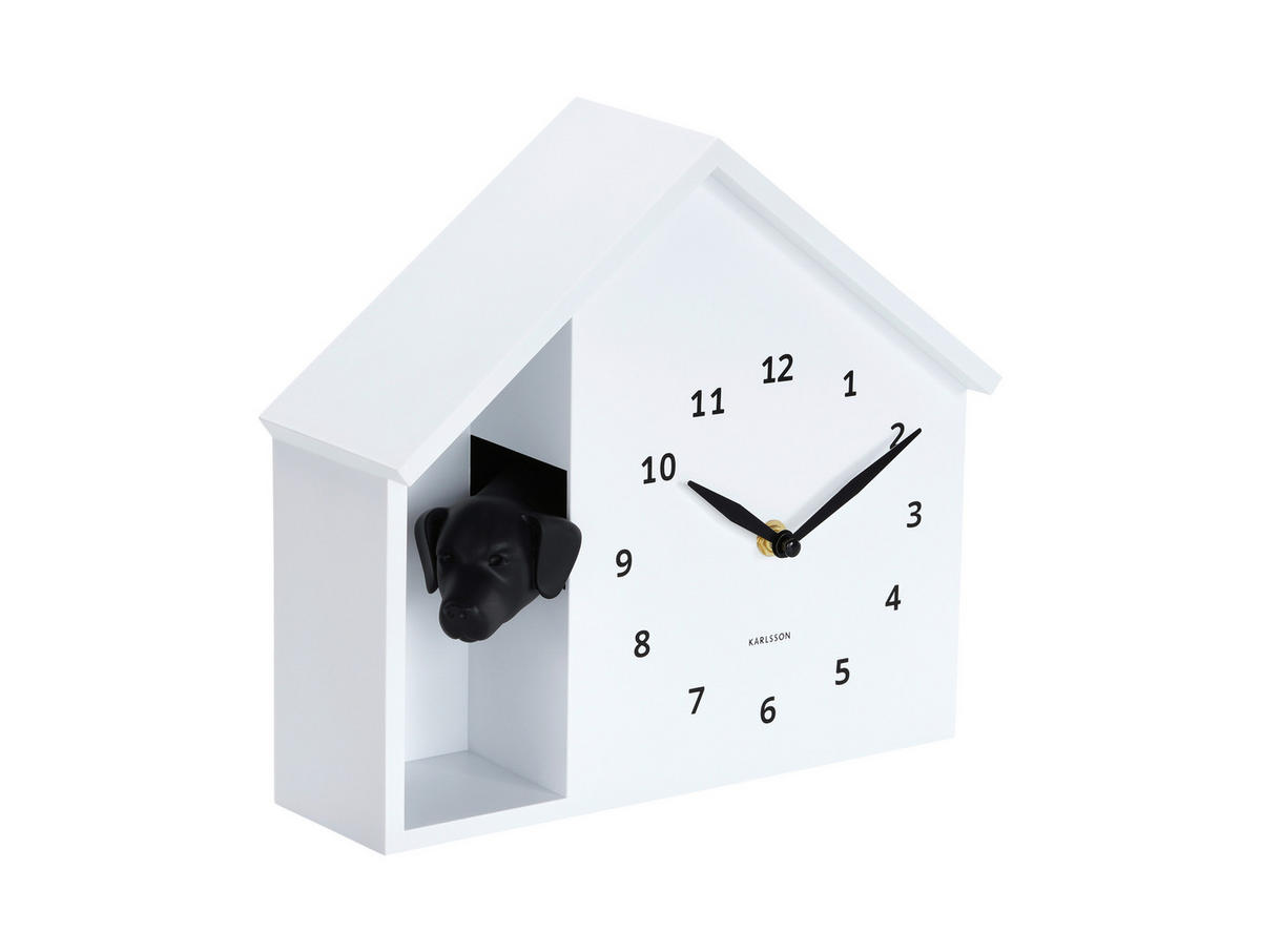 WANDUHR Peeking Doggy Weiß  - Weiß, Basics, Kunststoff (24.9/27cm) - Karlsson