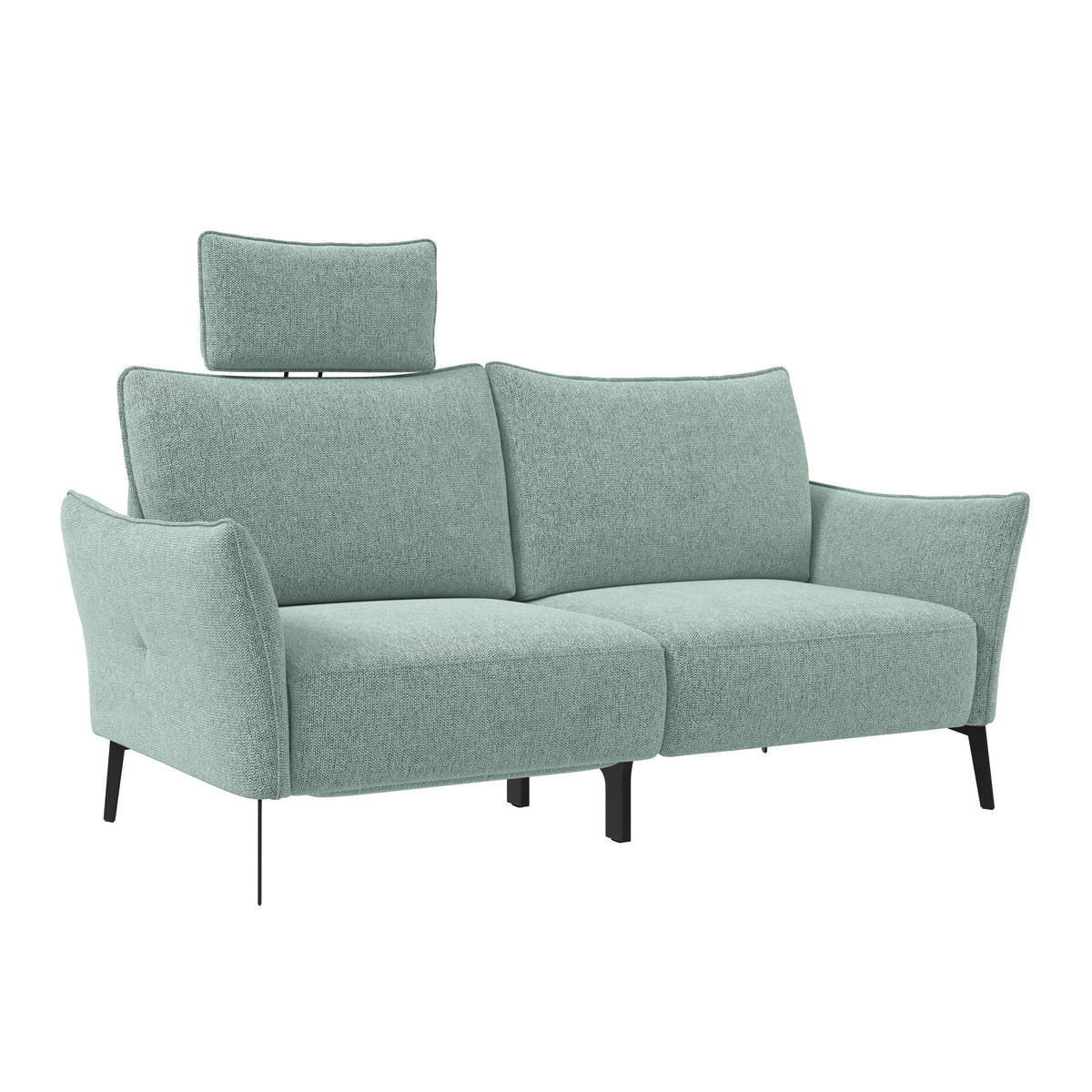 3-SITZER-SOFA Chenille Hellblau  - Schwarz/Hellblau, Konventionell, Textil/Metall (184/90/92cm) - Elegando