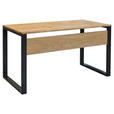 SCHREIBTISCH 140/70/76 cm Eichefarben  - Eichefarben/Schwarz, Natur, Holz/Metall (140/70/76cm) - Linea Natura