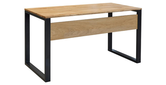 SCHREIBTISCH 140/70/76 cm Eichefarben  - Eichefarben/Schwarz, Natur, Holz/Metall (140/70/76cm) - Linea Natura