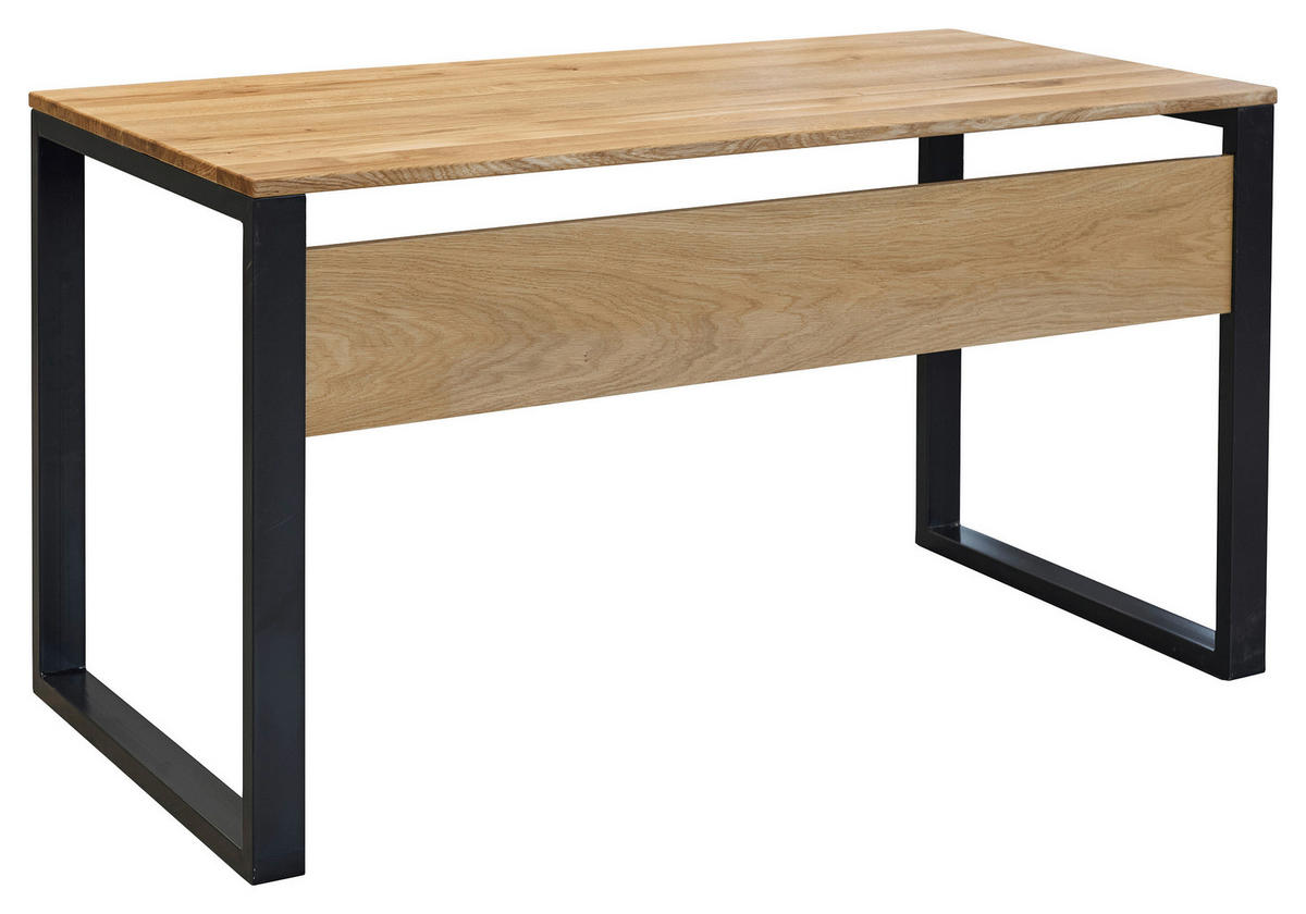SCHREIBTISCH 140/70/76 cm  in Eichefarben  - Eichefarben/Schwarz, Natur, Holz/Metall (140/70/76cm) - Linea Natura