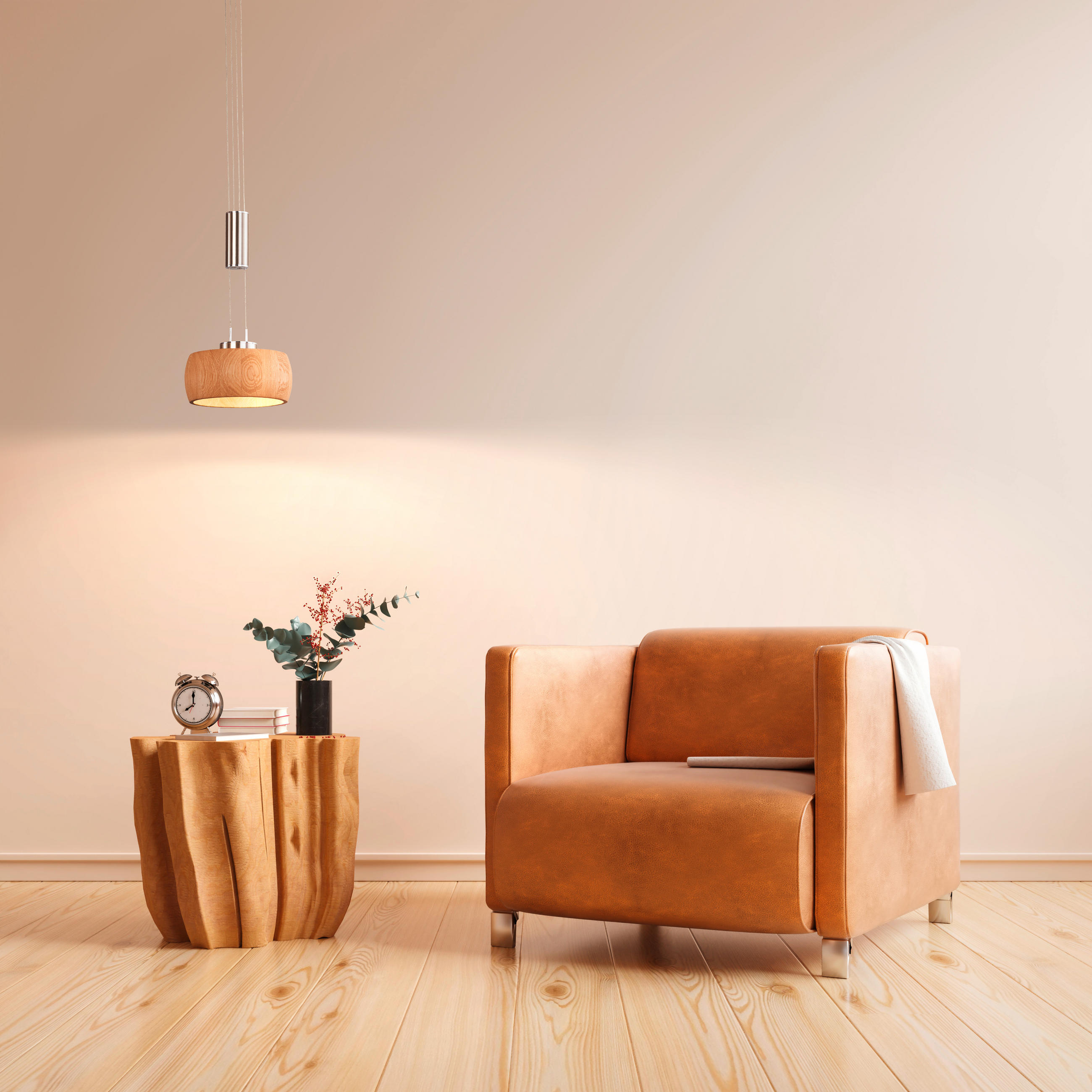 LED-HÄNGELEUCHTE 21/100 cm    - Chromfarben/Naturfarben, Natur, Holz/Metall (21/100cm) - Fischer & Honsel