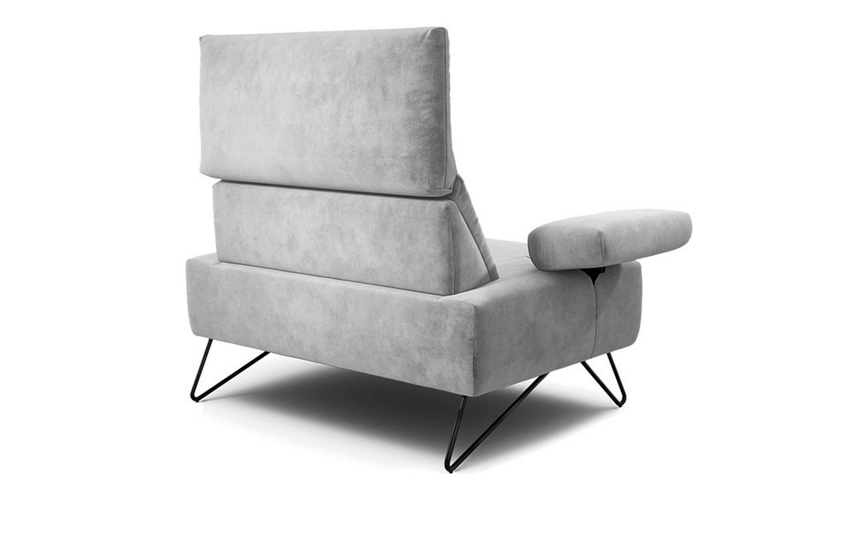 SESSEL Samt Hellgrau    - Hellgrau/Schwarz, Design, Textil/Metall (114-142/85/86-94cm) - SENSOO
