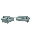 SITZGARNITUR Cord Hellblau  - Schwarz/Hellblau, Design, Textil/Metall - Livetastic