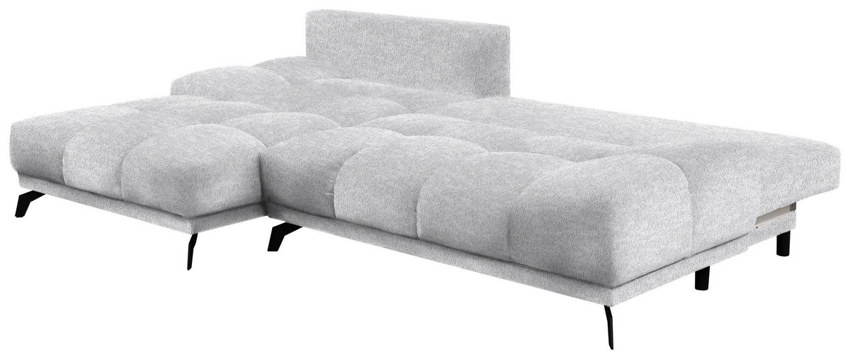 ECKSOFA in Chenille Hellgrau  - Hellgrau/Schwarz, MODERN, Textil/Metall (182/290cm) - Hom`in