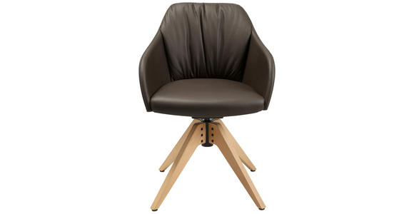 ARMLEHNSTUHL in Echtleder pigmentiert - Eichefarben/Braun, Design, Leder/Holz (58/82,5-85,2/60cm) - Johann Jakob