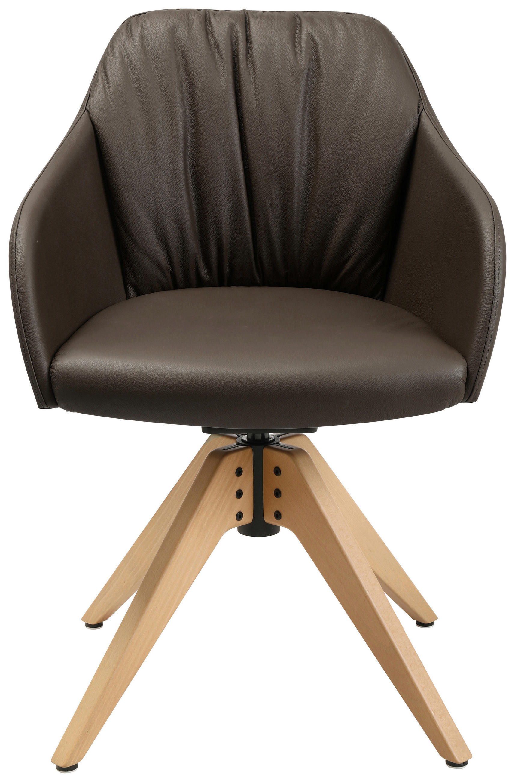 ARMLEHNSTUHL  in Echtleder pigmentiert  - Eichefarben/Braun, Design, Leder/Holz (58/82,5-85,2/60cm) - Johann Jakob