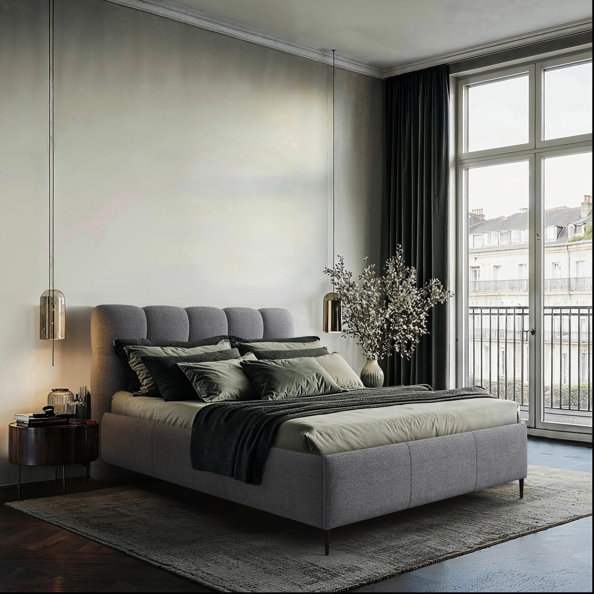 POLSTERBETT gepolstertes Kopfteil, Lattenrost 160/200 cm  in Anthrazit  - Anthrazit/Schwarz, Design, Holz/Textil (160/200cm) - Boxxx