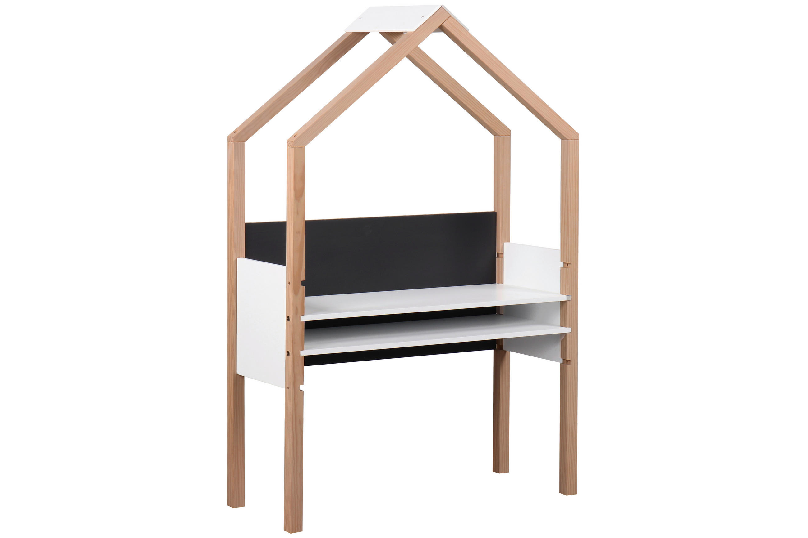 home24 Kinderschreibtisch Weiß, Pinien, Anthrazit 40x155x100 cm