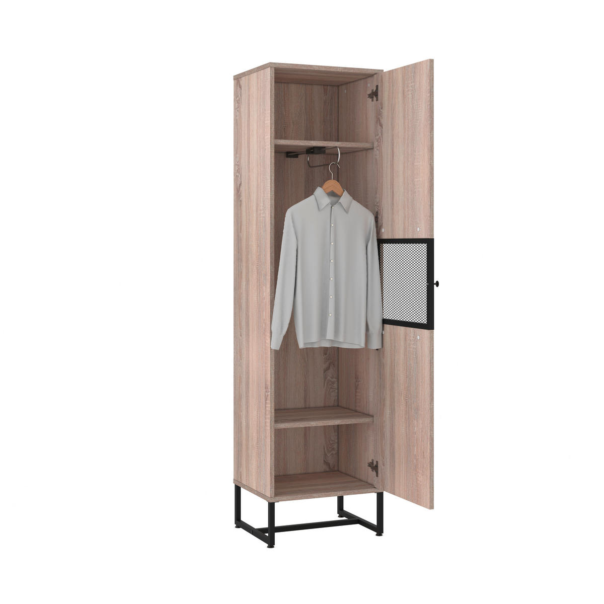 GARDEROBENSCHRANK  in 50/190/41 cm  - Schwarz/Sonoma Eiche, MODERN, Holzwerkstoff/Metall (50/190/41cm) - Novel