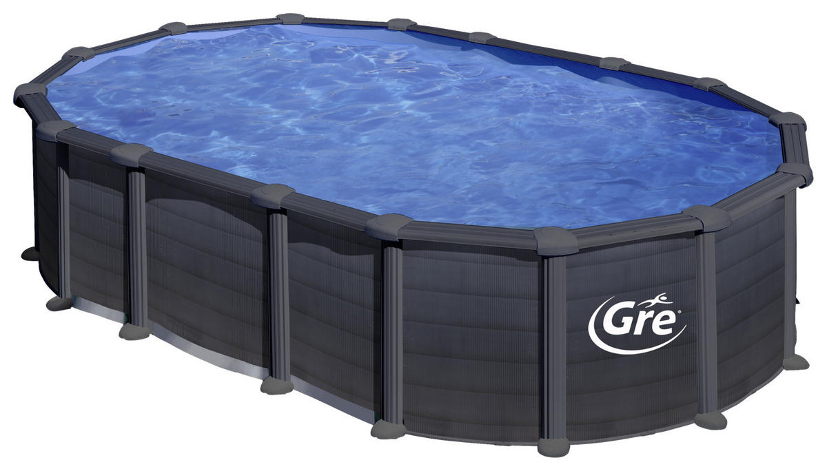 POOL SET GRE KITPROV6188GF 2021 634/399/132 cm  - Graphitfarben, Design, Metall (634/399/132cm) - Gre