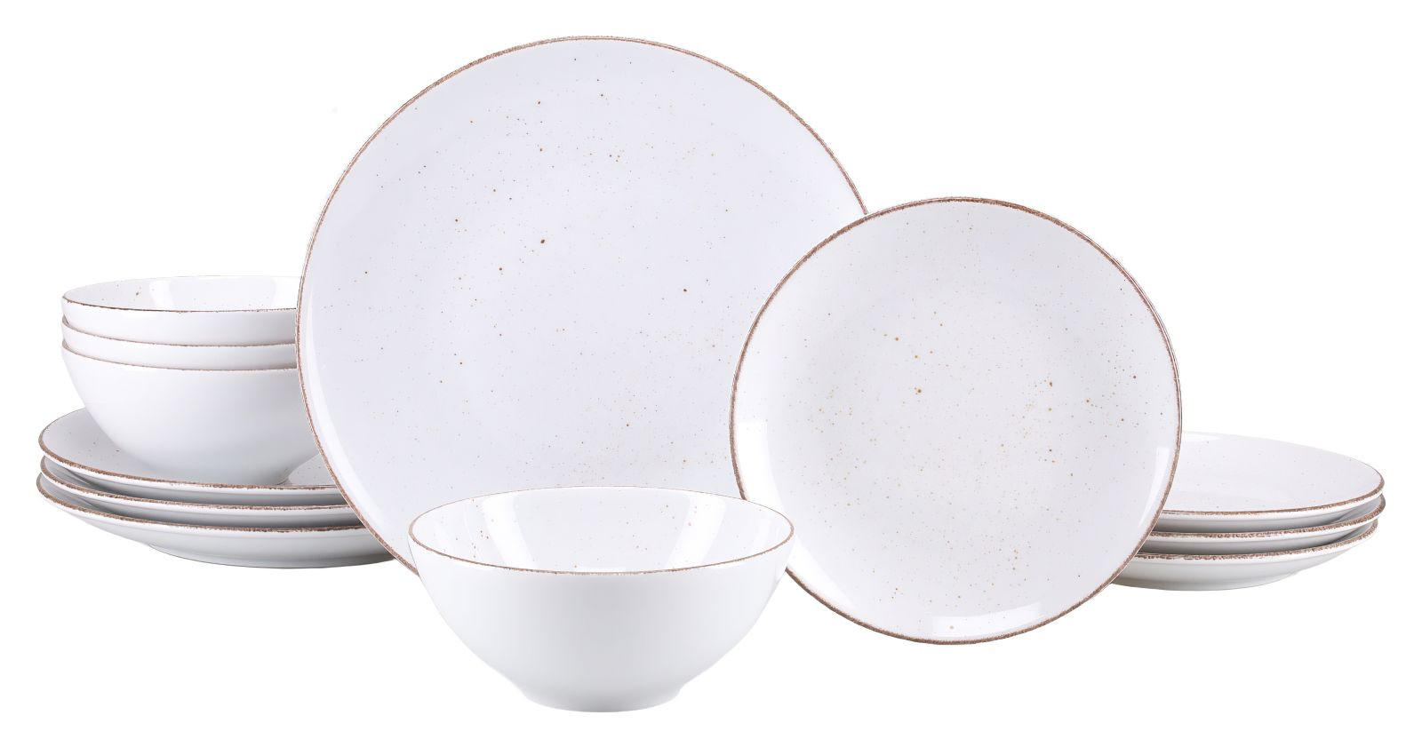 TAFELSERVICE Weiß, Grauweiß Vintage Nature Weiss 12-teilig  - Grauweiß/Weiß, Basics, Keramik - Creatable