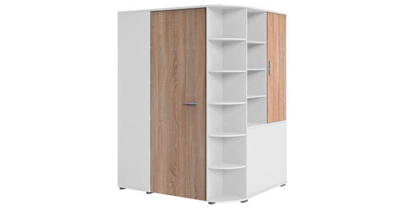BEGEHBARER ECKSCHRANK 124/199/148 cm  - Eichefarben/Alufarben, KONVENTIONELL, Holzwerkstoff/Kunststoff (124/199/148cm) - Carryhome