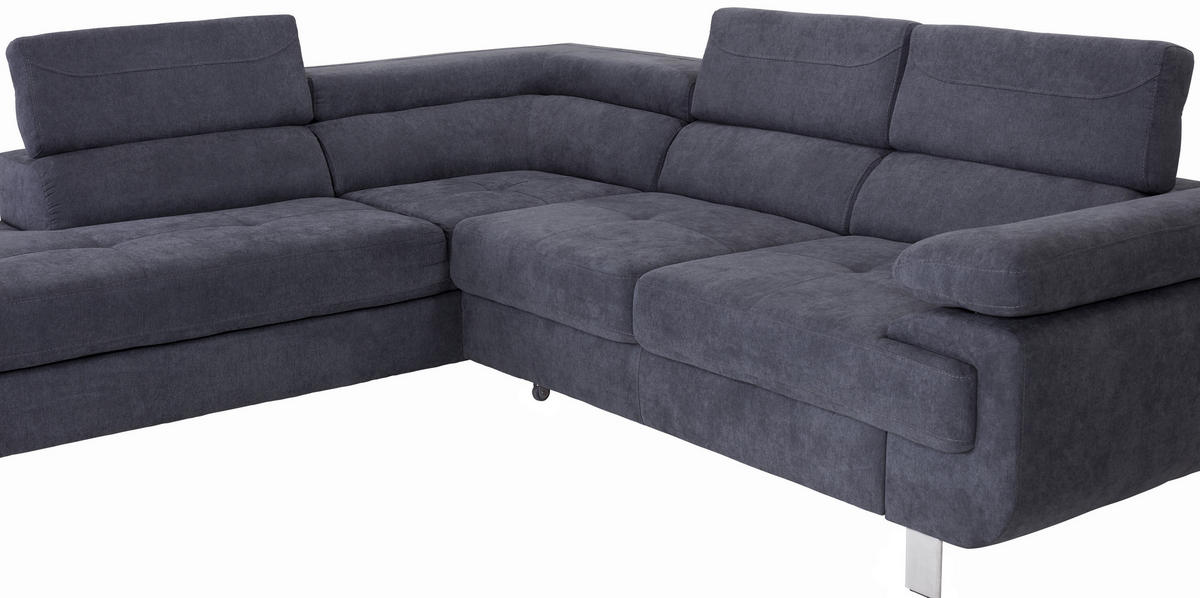HÖRNSOFFA i dräll blågrå  - blågrå, Modern, metall/textil (230/270cm) - MID.YOU