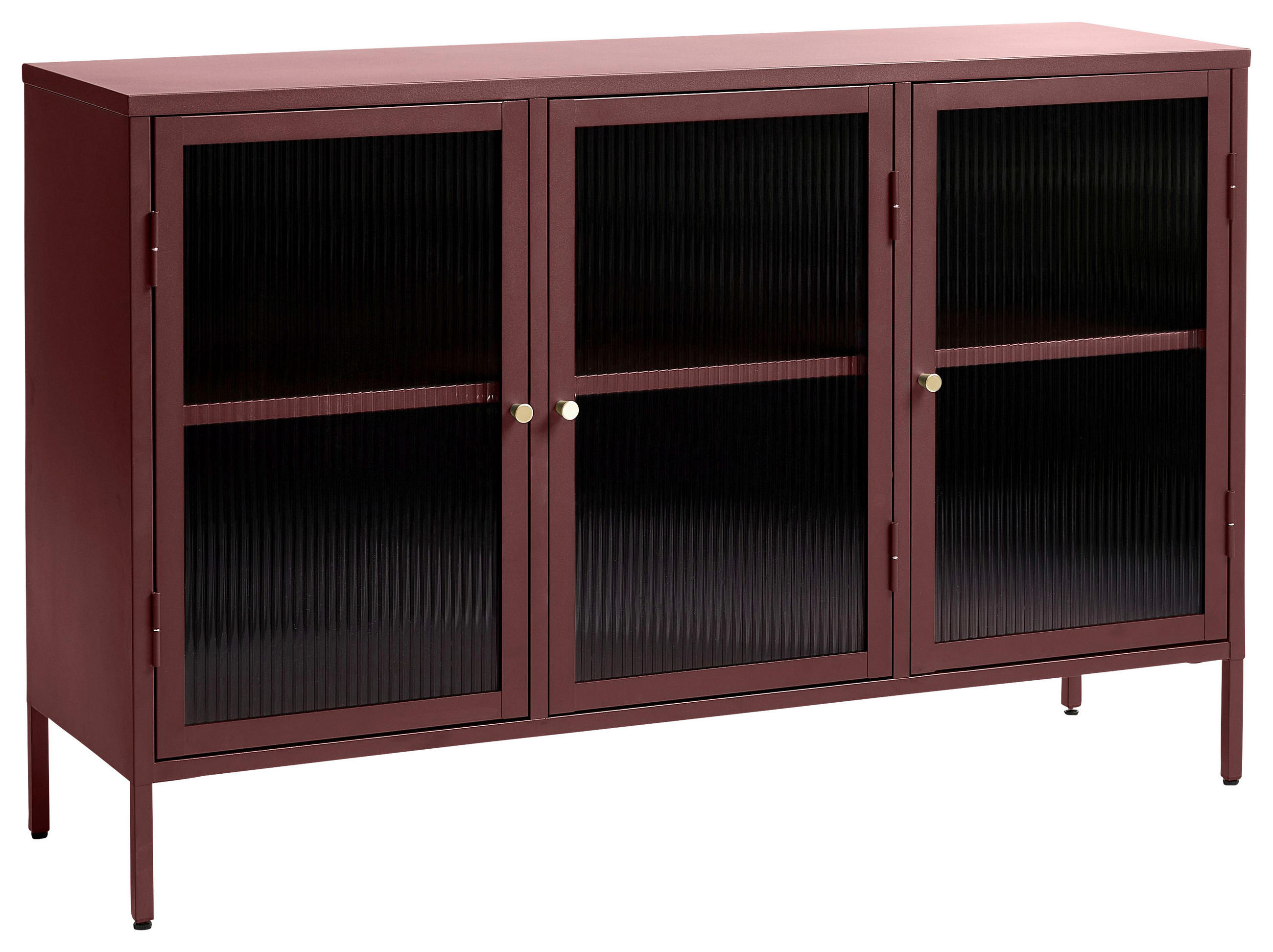 SIDEBOARD Goldfarben, Weinrot  132/85/40 cm  - Weinrot/Goldfarben, Design, Glas/Metall (132/85/40cm) - Lomoco