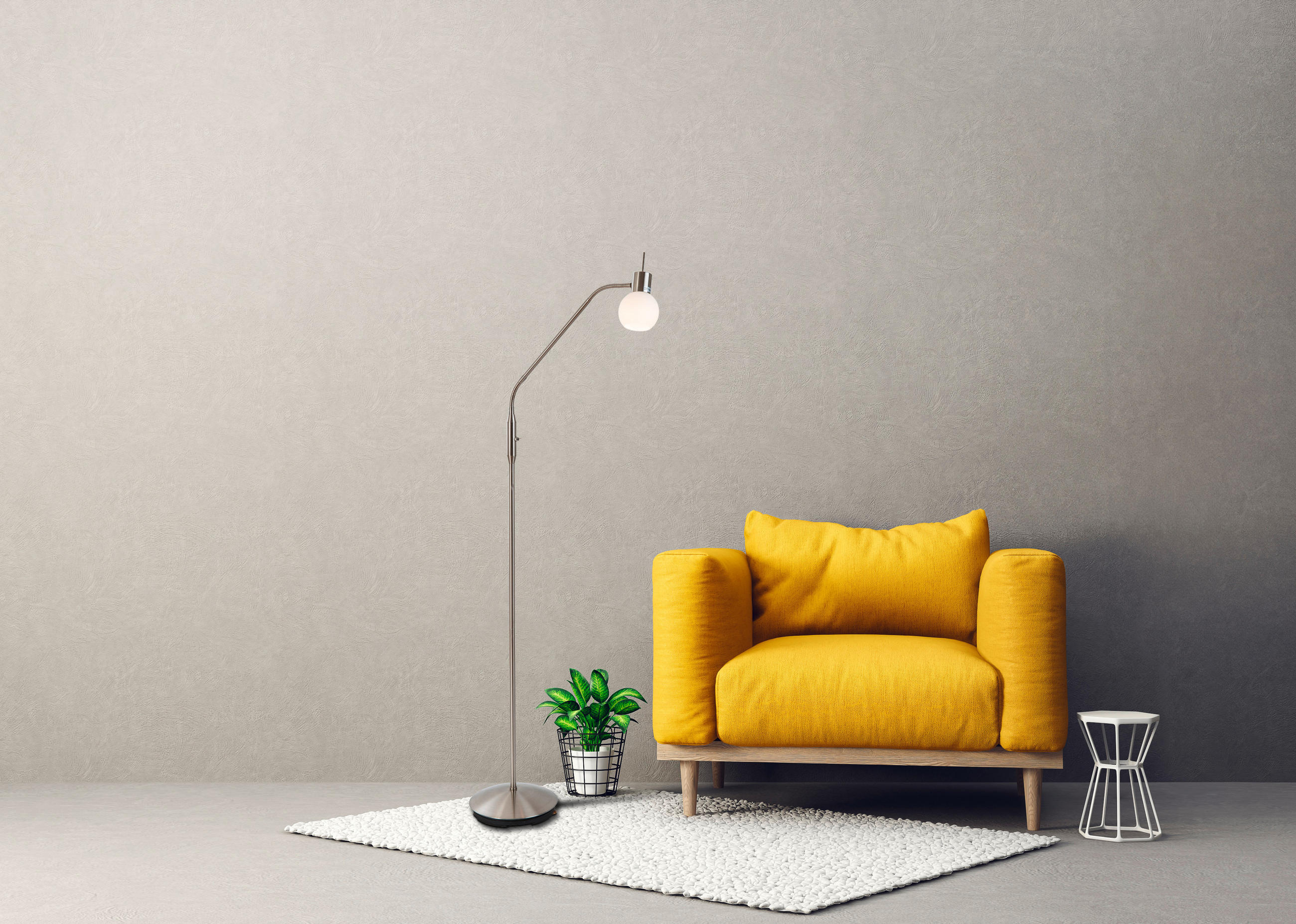 LED-STEHLEUCHTE 23/150 cm    - Weiß/Nickelfarben, Basics, Glas/Metall (23/150cm) - Novel