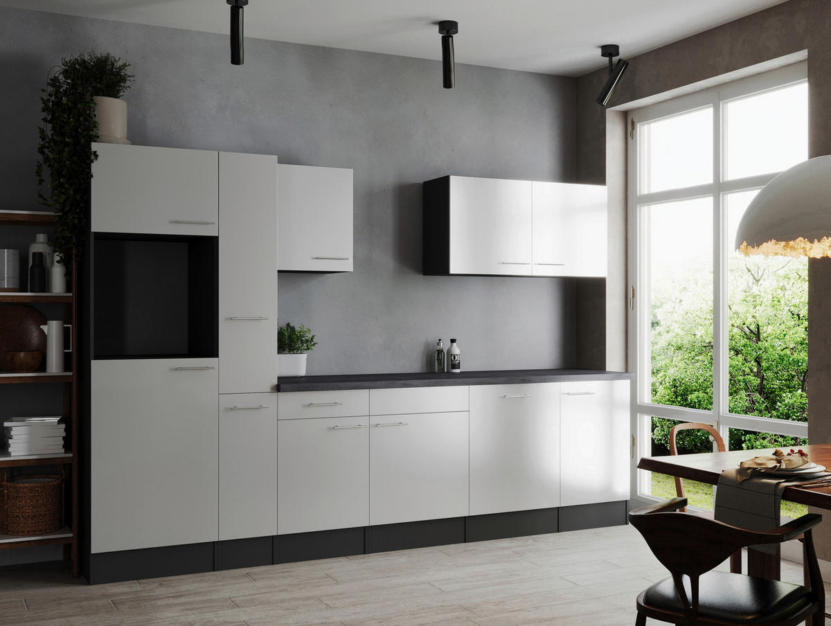 MODULKÖK UTAN VITVAROR 310 cm   i grå, vit  - vit/silver, Design, metall/trämaterial (310cm) - Respekta