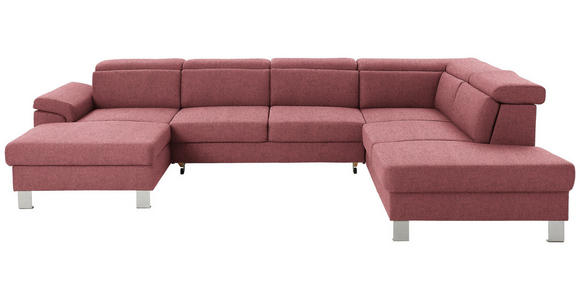 WOHNLANDSCHAFT in Webstoff Hellrot  - Hellrot/Silberfarben, Design, Textil/Metall (168/320/226cm) - Xora