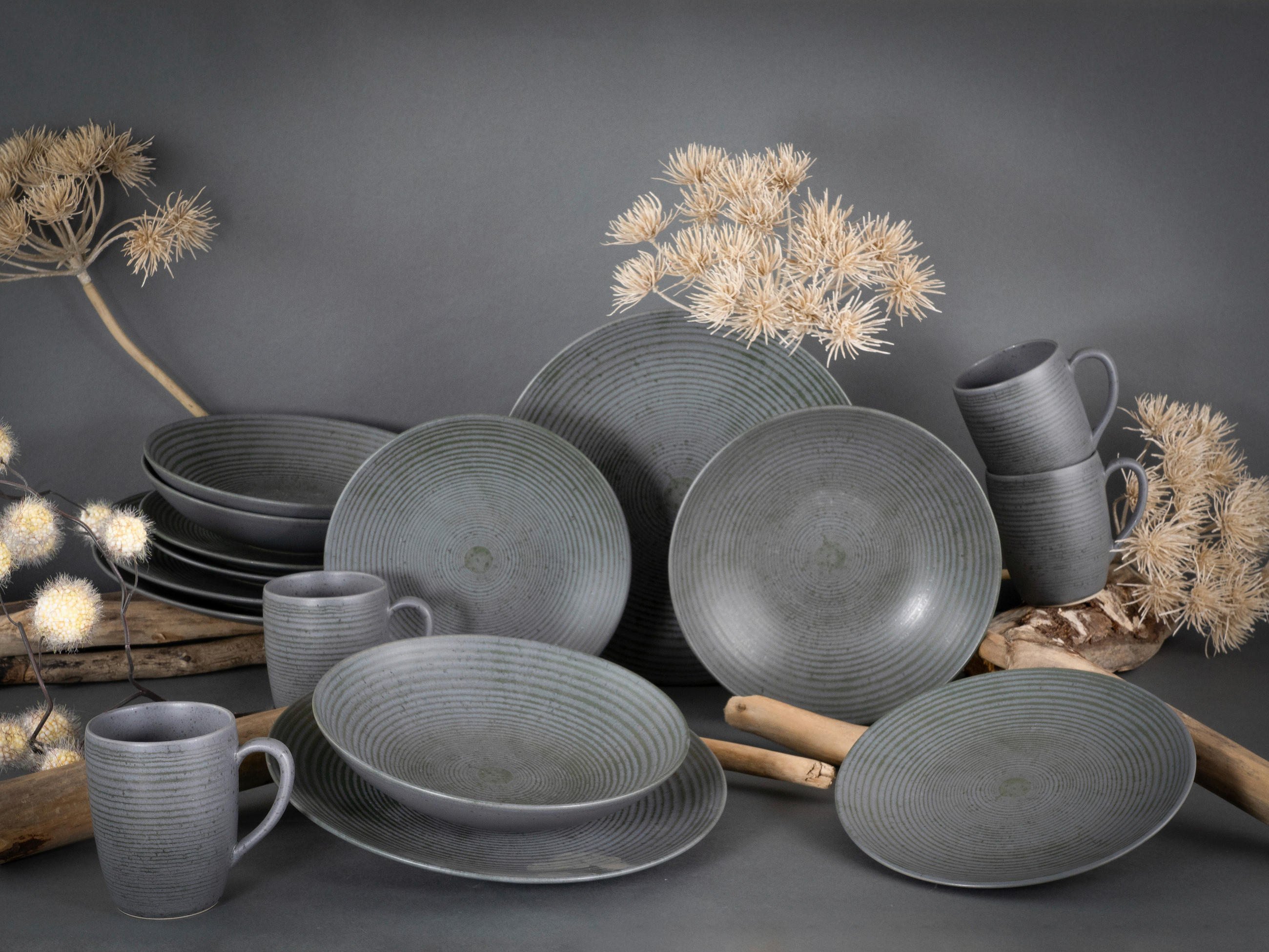 KOMPLETT SERVIS 16 delar  - antracit, Design, keramik - Creatable