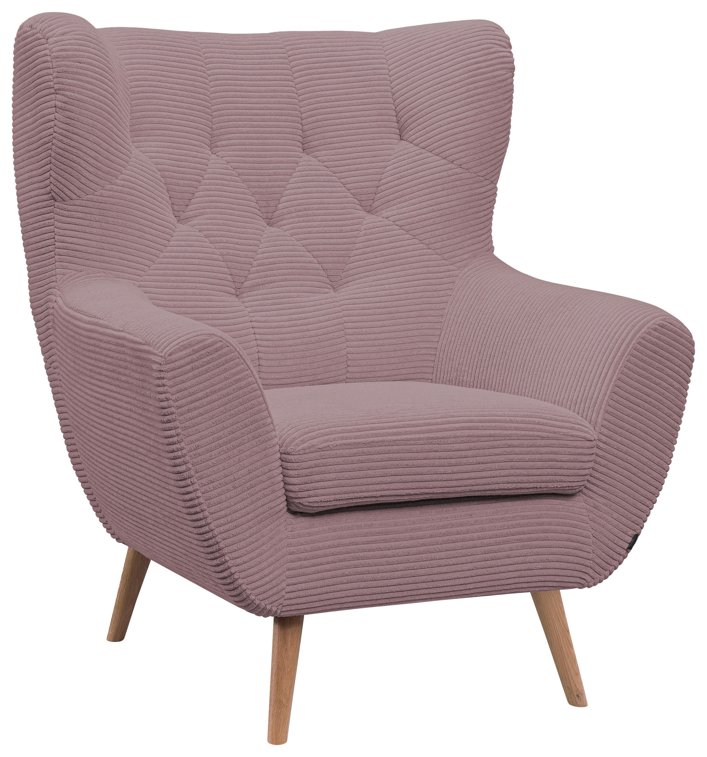 SESSEL in Cord Rosa  - Erlefarben/Rosa, Design, Holz/Textil (87/101/95cm) - Stylife