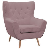 SESSEL in Cord Rosa  - Erlefarben/Rosa, Design, Holz/Textil (87/101/95cm) - Stylife