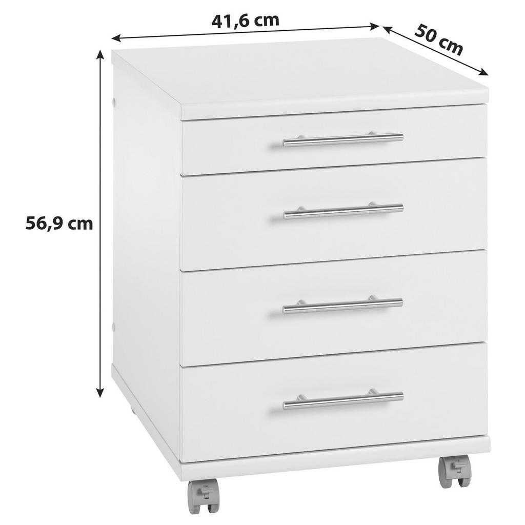 Thumbnail - Mid.you Rollcontainer, Weiß, Metall, 4 Schubladen, 41.6x56.9x50 cm, Fsc, Arbeitszimmer, Container, Rollcontainer