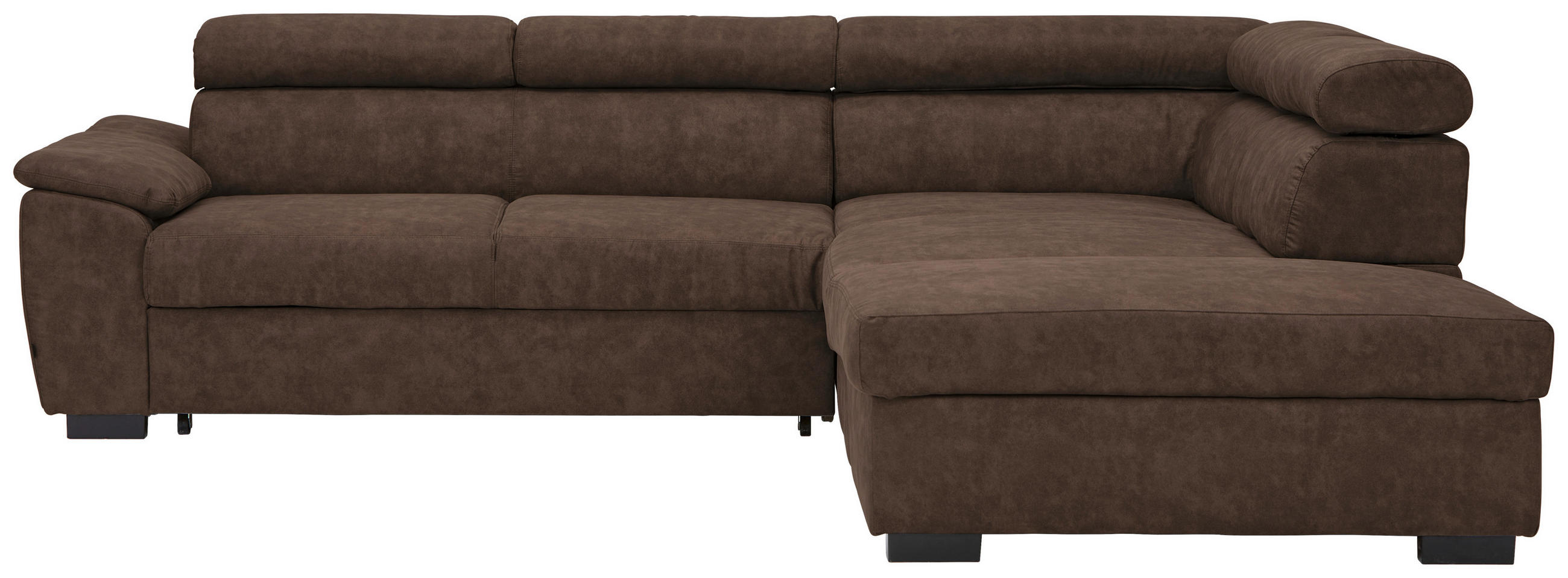 ECKSOFA Dunkelbraun Lederlook  - Dunkelbraun/Schwarz, Design, Kunststoff/Textil (263/230cm) - Hom`in
