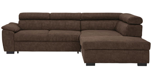 ECKSOFA Dunkelbraun Lederlook  - Dunkelbraun/Schwarz, Design, Kunststoff/Textil (263/230cm) - Hom`in