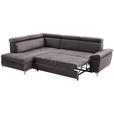 ECKSOFA in Samt Grau  - Chromfarben/Grau, KONVENTIONELL, Textil/Metall (206/271cm) - Carryhome