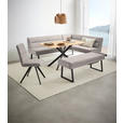 HOCKERBANK 160/49/49 cm Webstoff Schwarz, Hellgrau  - Hellgrau/Schwarz, Design, Textil/Metall (160/49/49cm) - Novel