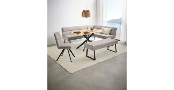 HOCKERBANK 160/49/49 cm Webstoff Schwarz, Hellgrau - Hellgrau/Schwarz, Design, Textil/Metall (160/49/49cm) - Novel