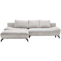 ECKSOFA in Chenille Hellgrau  - Hellgrau/Schwarz, MODERN, Textil/Metall (182/290cm) - Hom`in