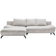 ECKSOFA in Chenille Hellgrau  - Hellgrau/Schwarz, MODERN, Textil/Metall (182/290cm) - Hom`in