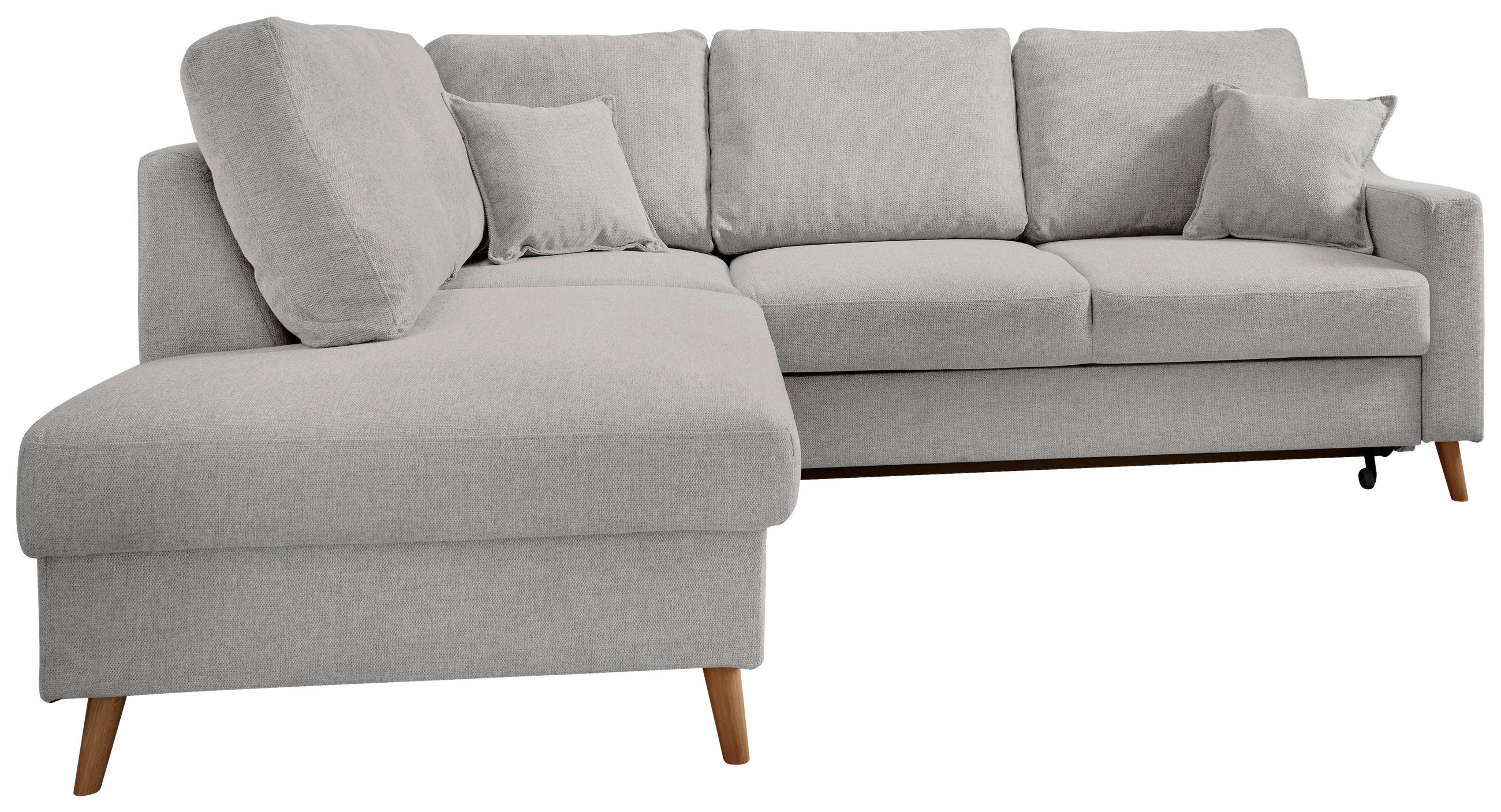 ECKSOFA Valentina Grau Chenille  - Naturfarben/Grau, KONVENTIONELL, Holz/Textil (200/230cm) - Livetastic