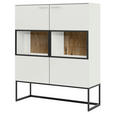 HIGHBOARD 120,3/147/42,4 cm  - Eichefarben/Weiß, Design, Glas/Holz (120,3/147/42,4cm) - Moderano